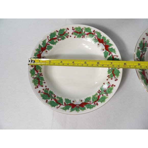 Vtg Sango Christmas Holly # 8415 Bowls Gold Rim Soup Salad Holiday Set of 4 - Picture 4 of 8